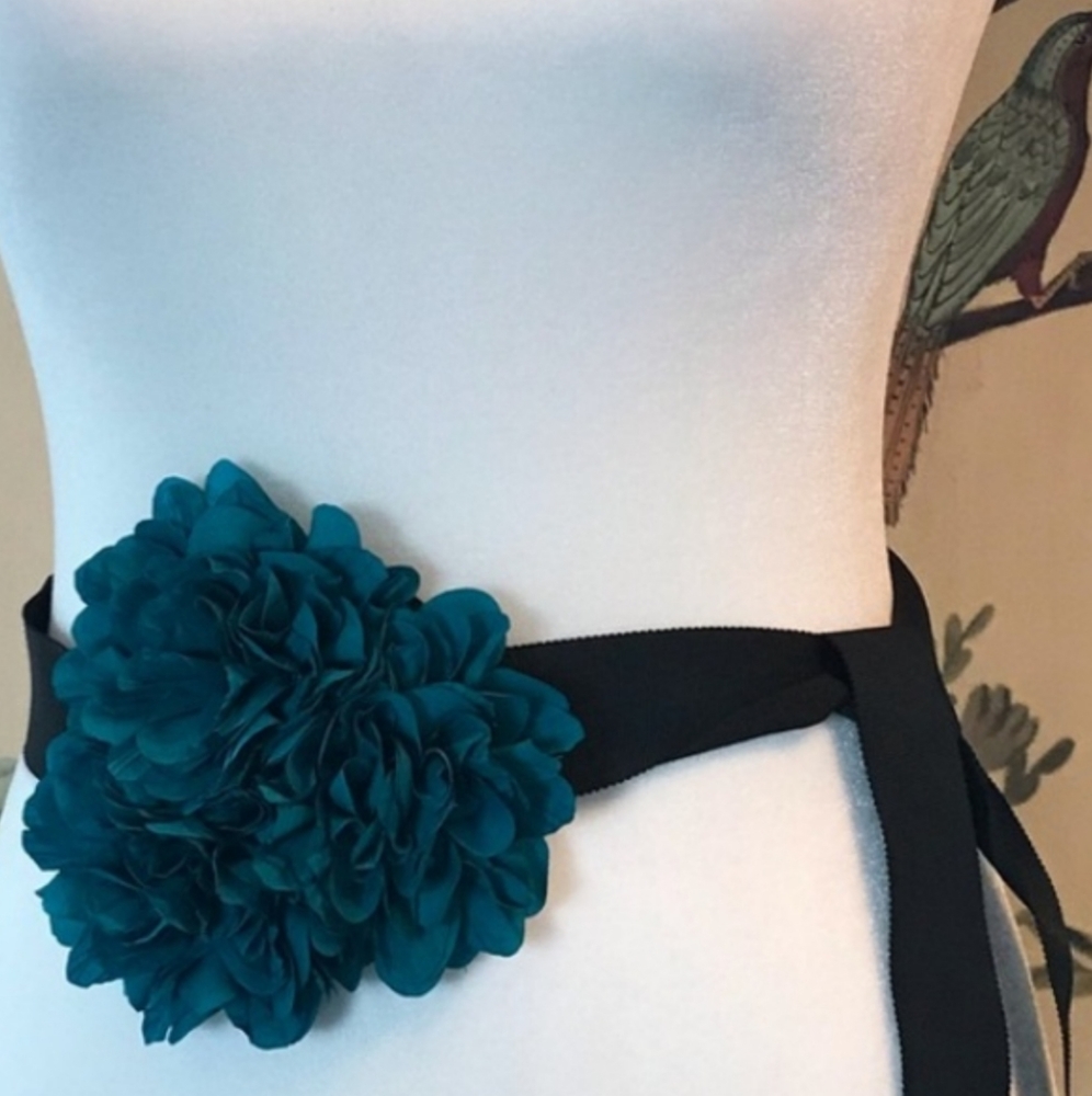 White House Black Market Floral Ribbon Belt Sash